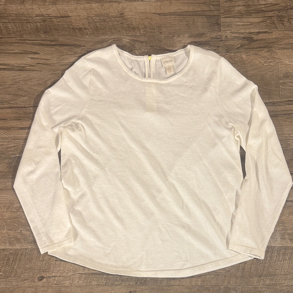 Chico's White Long Sleeve Top - Size 2